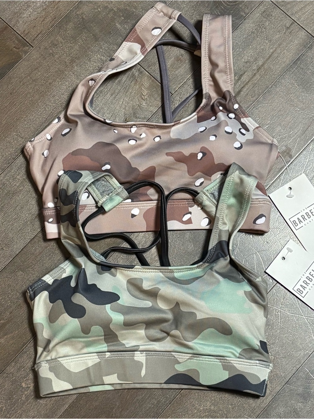 Camo Strappy Sports Bra - Green & Tan